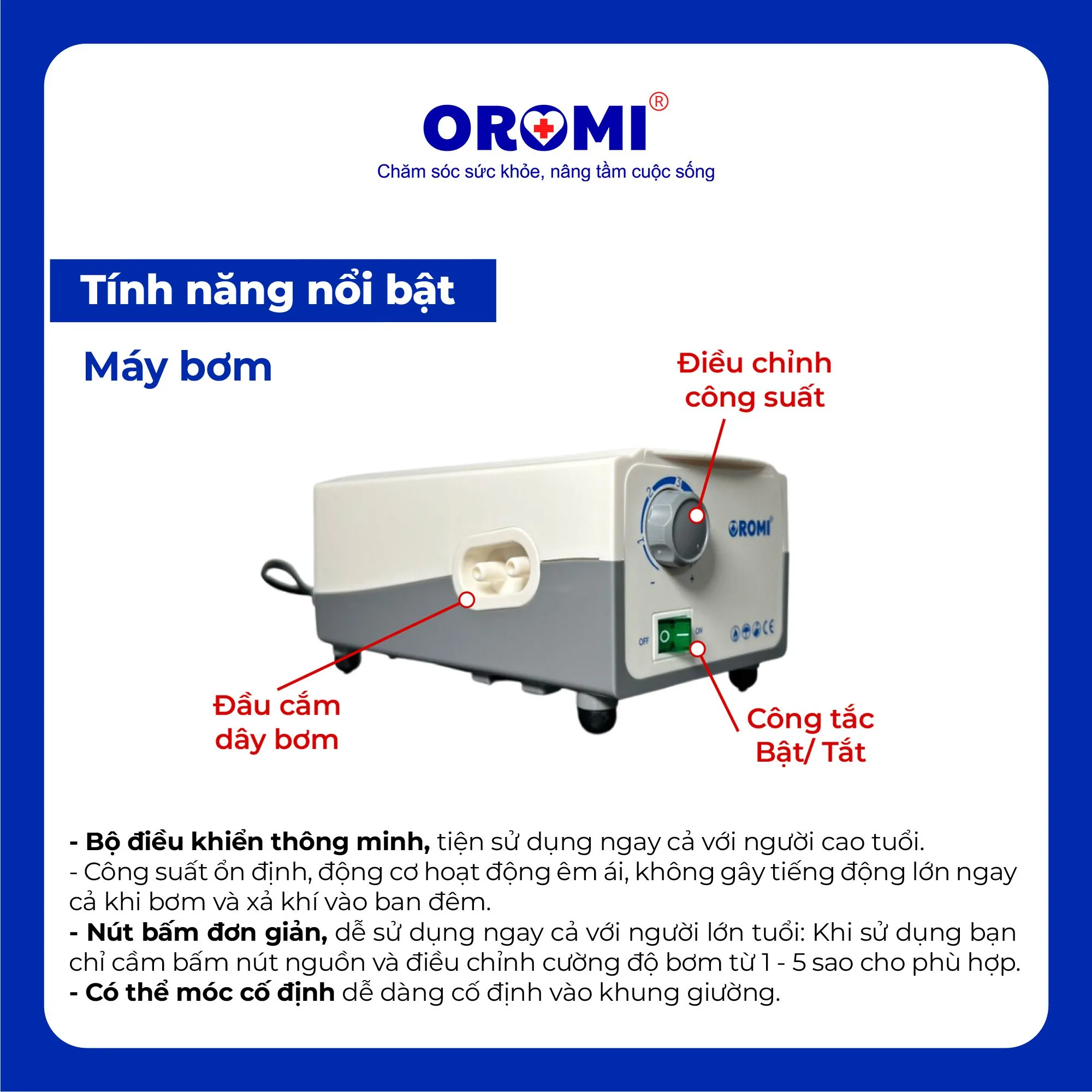 Đệm hơi chống loét OROMI HF6002, có lỗ đi vệ sinh - Ảnh 3