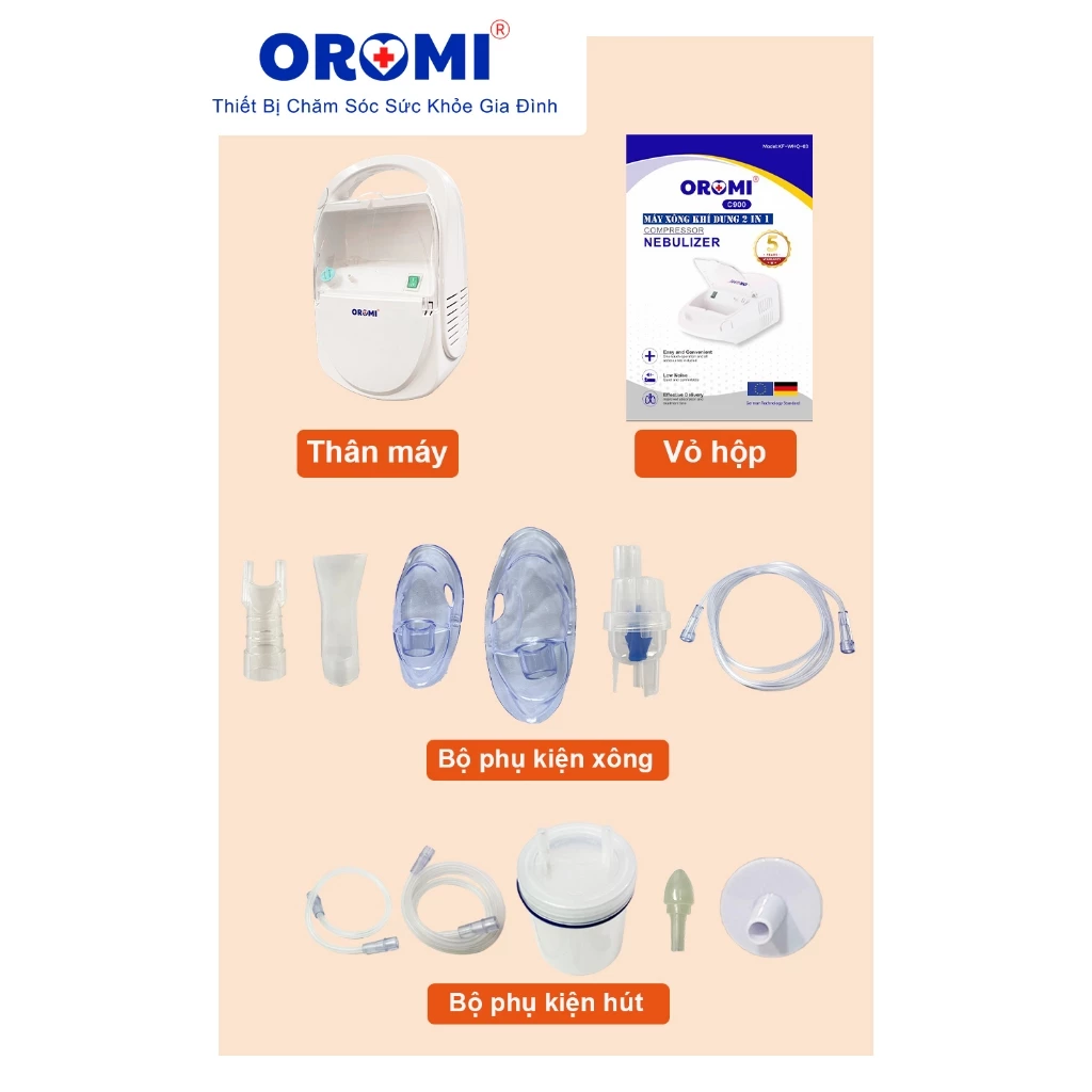 Máy xông khí dung và hút mũi Oromi C900 - Ảnh 3