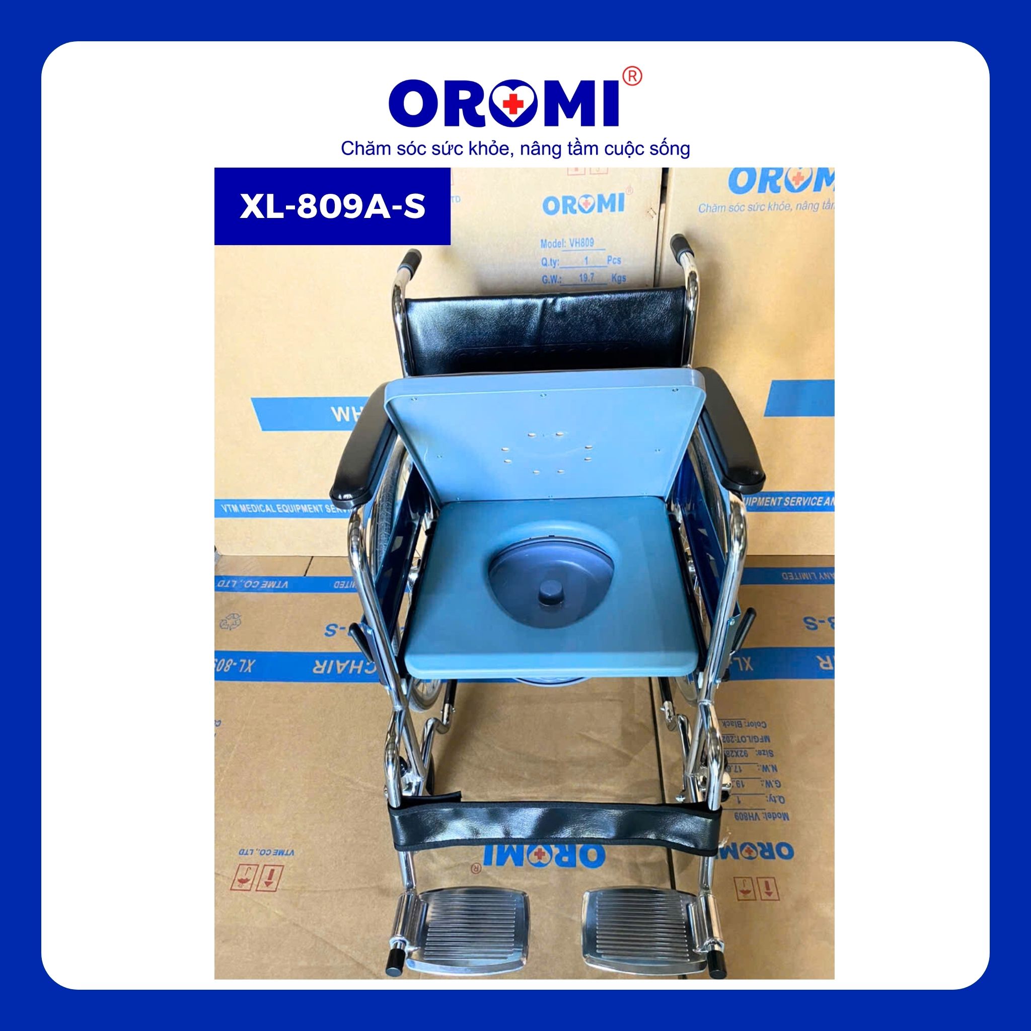 Xe lăn có bô, 2 lớp ghế OROMI XL-809A-S & XL-809AB-S - Ảnh 2