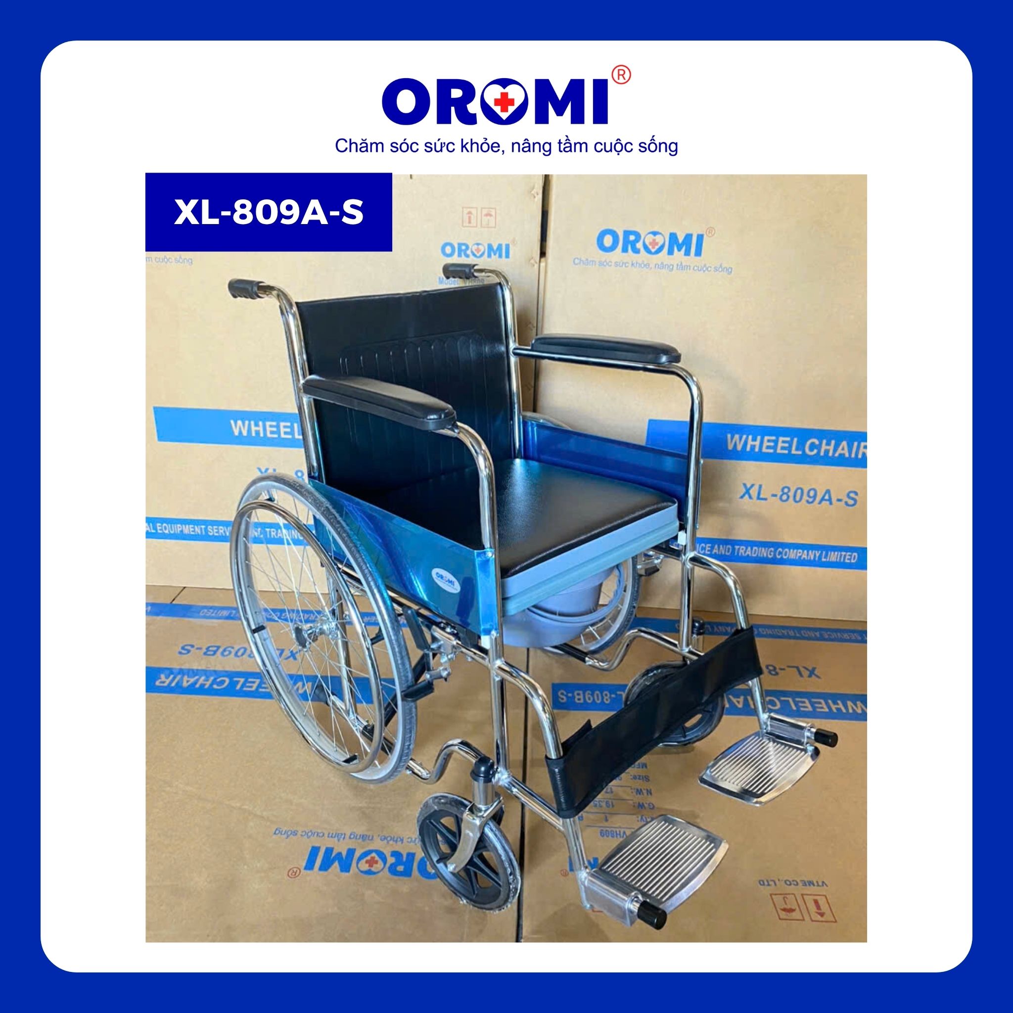 Xe lăn có bô, 2 lớp ghế OROMI XL-809A-S & XL-809AB-S