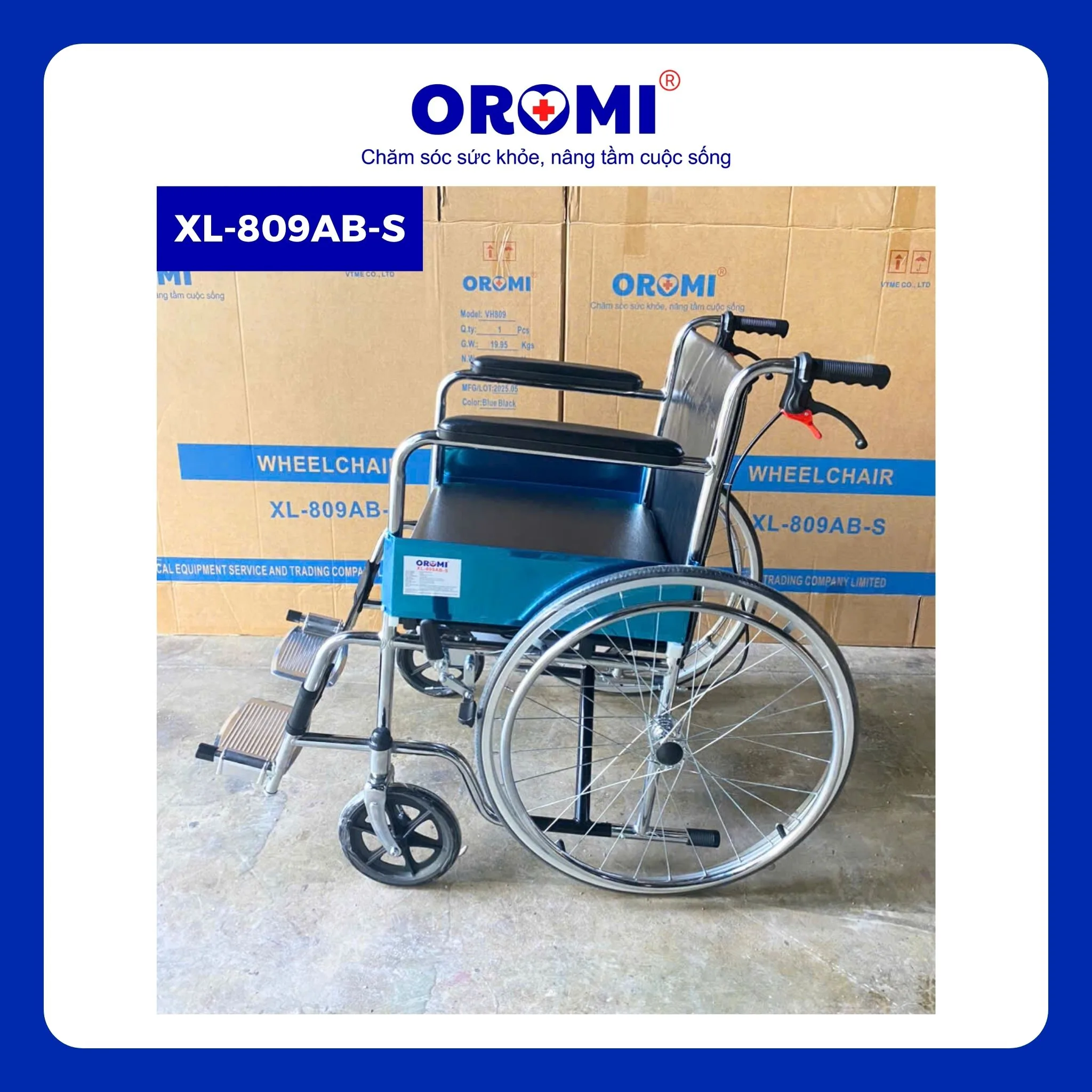 Xe lăn có bô, 2 lớp ghế OROMI XL-809A-S & XL-809AB-S - Ảnh 4