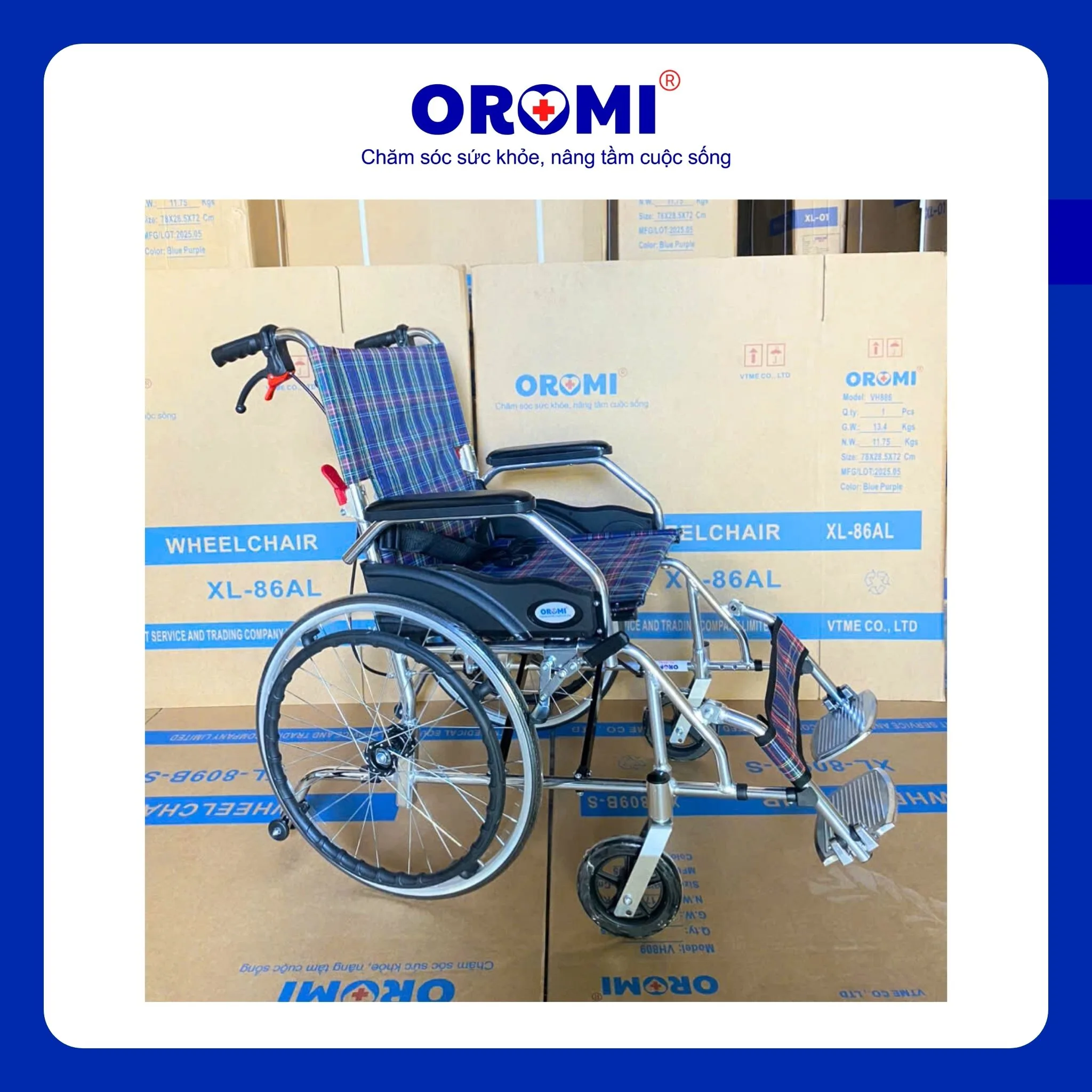 Xe lăn Oromi XL-86AL (hợp kim nhôm) - Ảnh 2