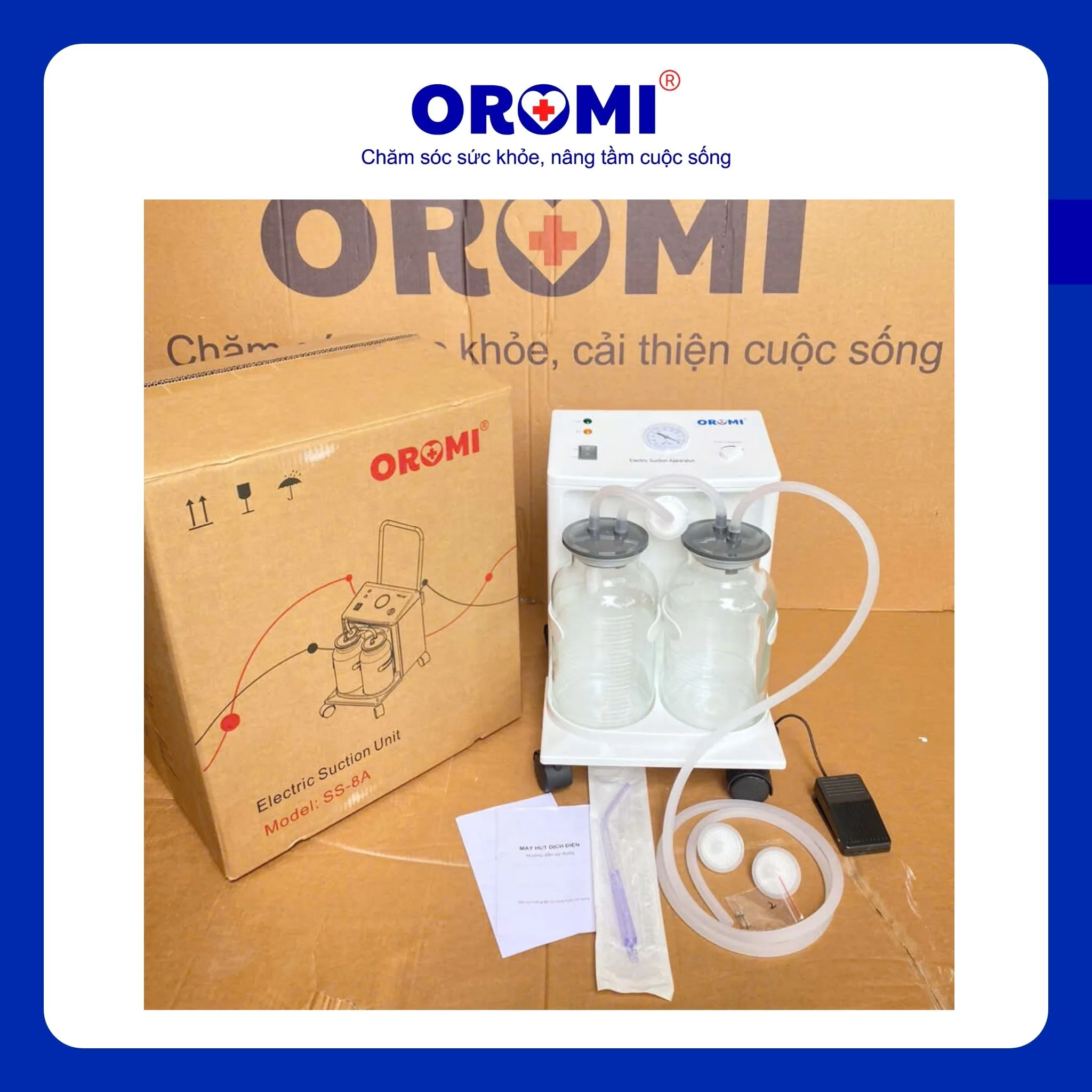 Máy hút dịch mũi, đờm 2 bình Oromi SS-8A - Ảnh 2