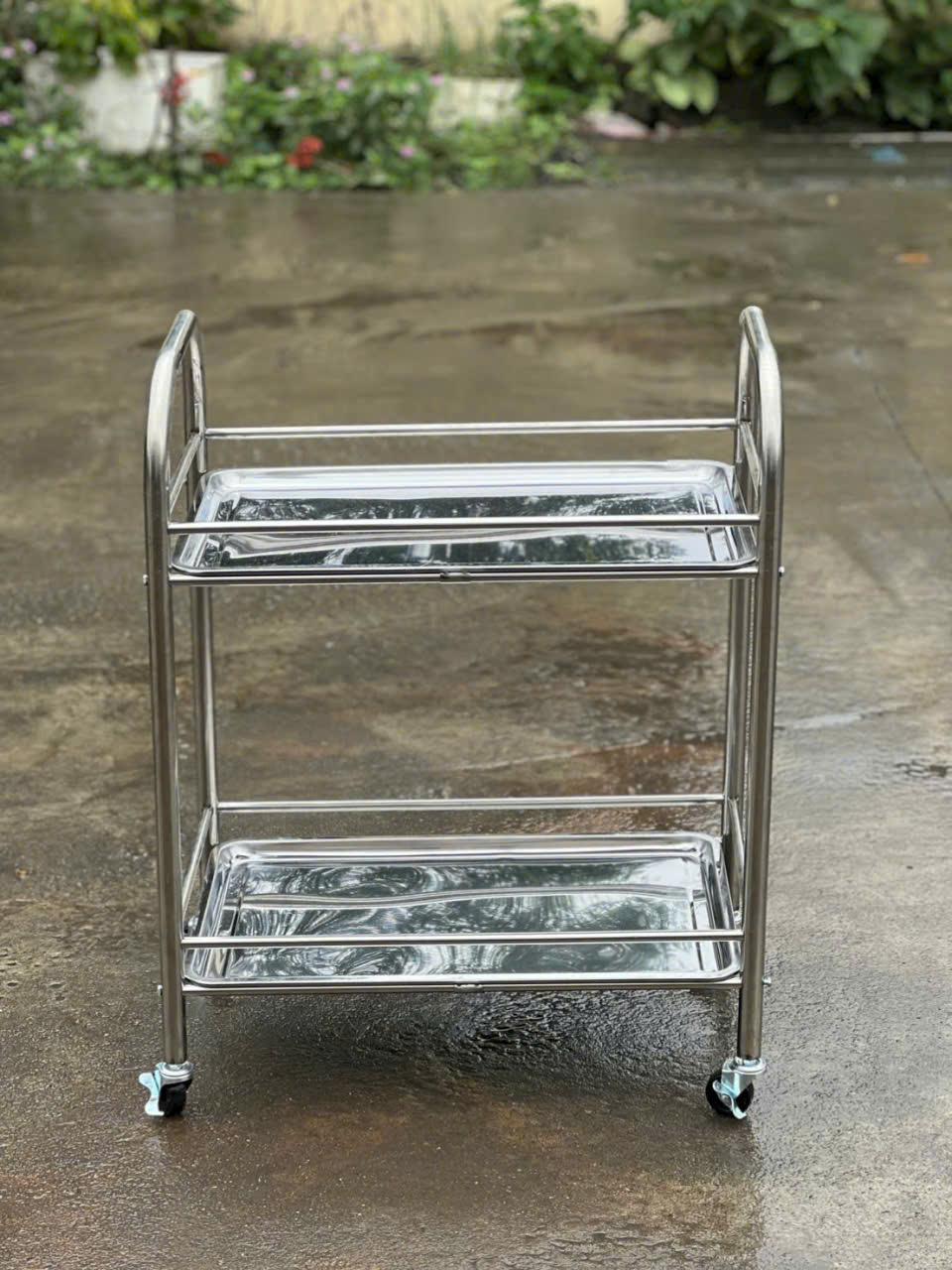 Xe tiêm inox 2 tầng  (Xe đẩy 2 tầng)